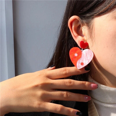 Heart Acrylic Drop Earrings