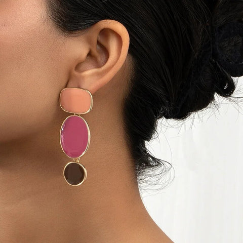 Color Block Drop Earrings