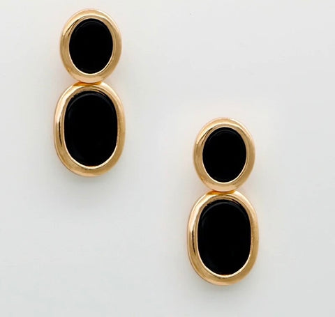 Simple Black and Gold Drop Earrings