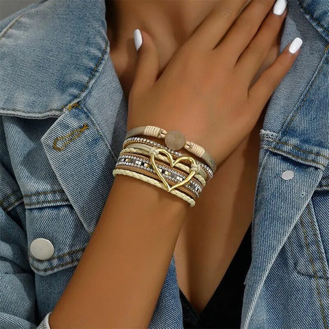 Women’s Stone Color Heart Charm Bracelet