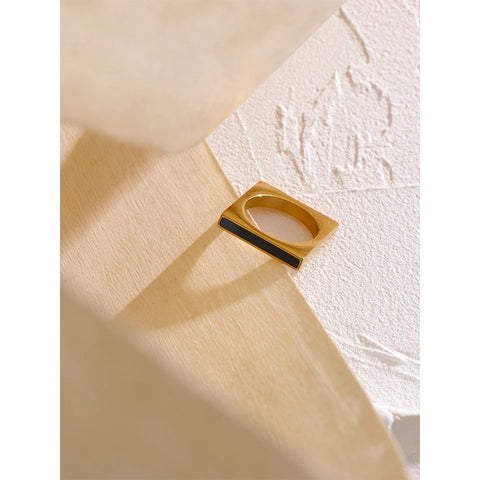 Geometric Square Stainless Steel Ring Size 8