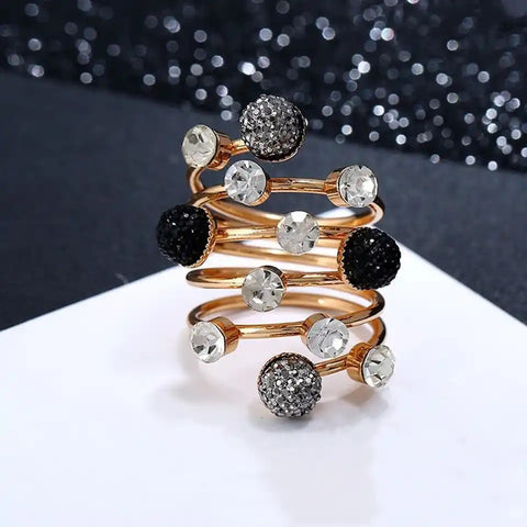 Women’s Geometric Crystal Adjustable Ring