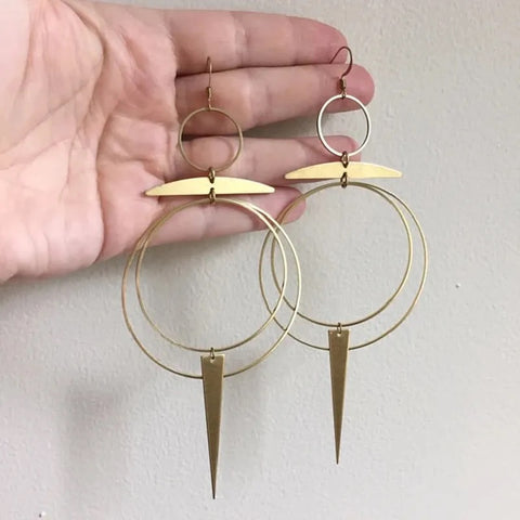 Gold Goddess Hoop Drop Earrings