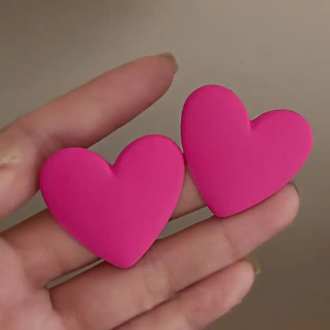 Pink Heart Stud Earrings