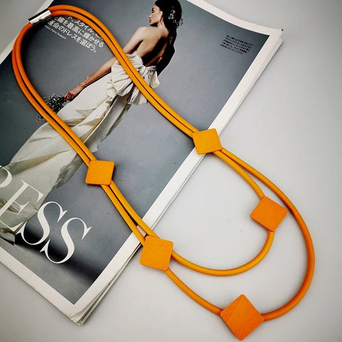 Orange Silicone Geometric Necklace