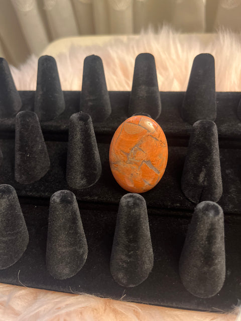 Gold Natural Jasper Stone Ring