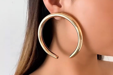 Gold Round Drop Open Earrings
