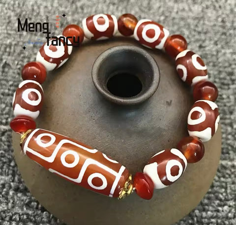 Unisex Agate Nine Eyed  Beaded Bracelet