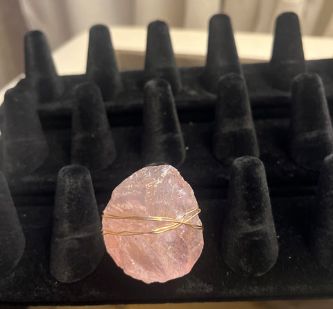 Gold Aura Rose Quartz Ring
