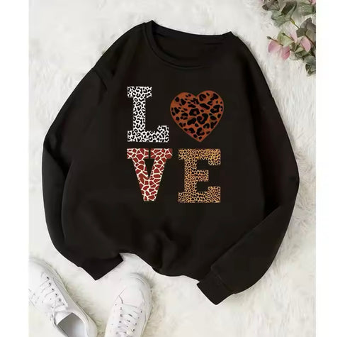 Love Leopard Print Sweatshirt