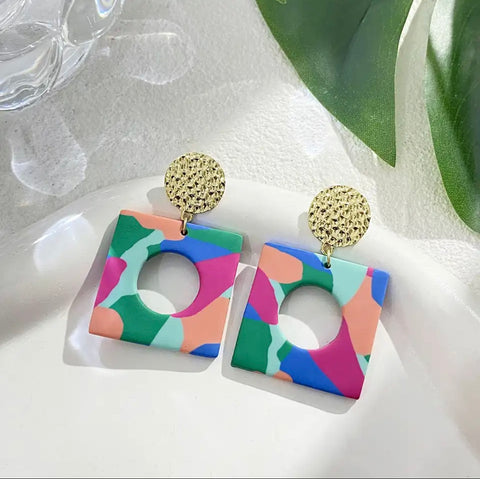 Colorful Square Earrings