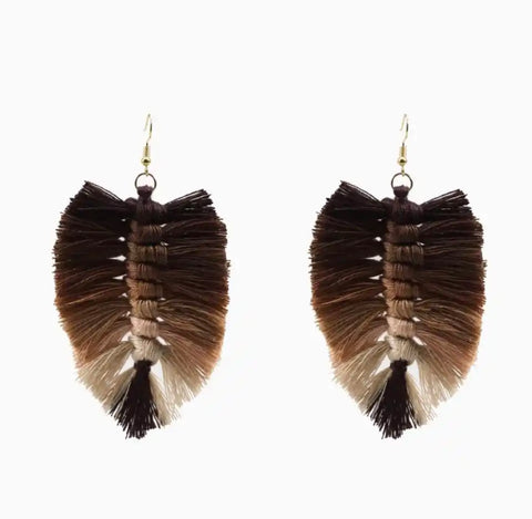 Dark Brown Bohemian Tassle Statement Earring