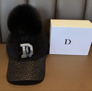 Black and Silver Women Adjustable Puff Hat