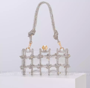 Silver Clear Acrylic Evening Shoulder Bag