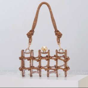 Bronze Clear Acrylic Evening Shoulder Bag