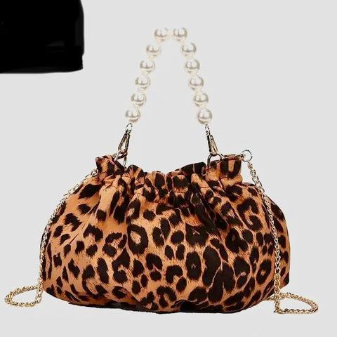 Pearl Handle Leopard Print Bag