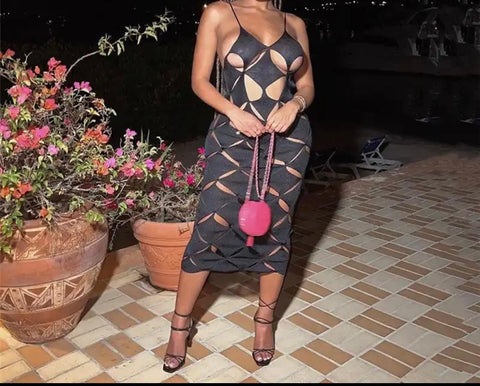 Spicy Cutout Black Dress