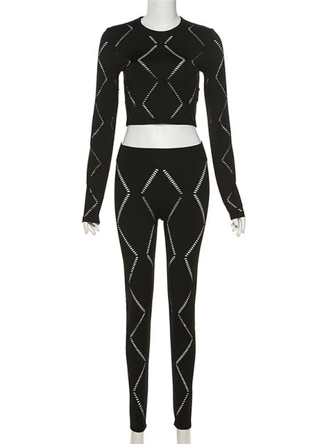 Black Stretch 2 Piece Long Sleeve Set